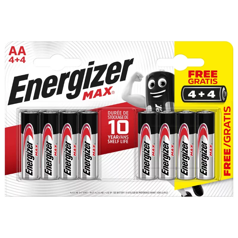 Tužkové baterie MAX - 8x AA - 4+4 zdarma - Energizer